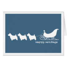 Terriers de Norwich tirant Sleigh de Père Noël Carte