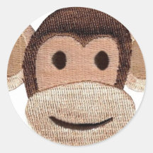 Tête brodée de singe adhésif rond