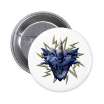 Tête de dragon - bleu badges avec agrafe