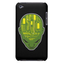 tête de geek de cerveau de carte étuis iPod touch