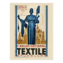 textielmarkt van Brussel van het jaren '30Art deco Wens Kaart