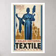 textielmarkt van Brussel van het jaren '30Art deco Posters