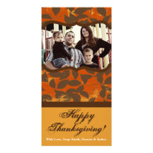 thanksgiving PHOTOCard de feuille de l'orange 4x8  Cartes De Vœux Avec Photo