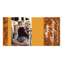 thanksgiving PHOTOCard de feuille de l'orange 4x8  Photocarte Personnalisée