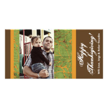 thanksgiving vert et jaune PHOTOCard de 4x8 de feu Cartes De Vœux Avec Photo