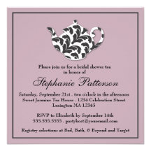 Thé nuptiale chic de douche de damassé noire et bl invitations personnalisables