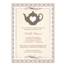 Thé nuptiale chic de douche de théière de crème et invitations personnalisées