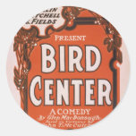 Théâtre central d'oiseau rétro autocollants