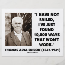 Thomas Edison non échoué 10.000 manières ne travai Prospectus Personnalisés