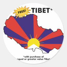 Tibet* libre autocollant rond