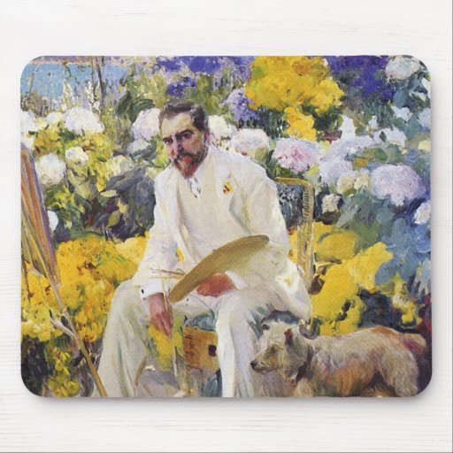 Tiffany dans son jardin par Joaquin Sorolla Tapis De Souris