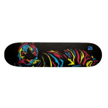Tigre au néon skateboard