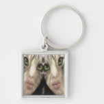 Tigre blanc, singe effronté porte-clé