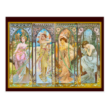 Tijd van de Dag, Alphonse Mucha Wens Kaart
