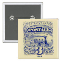 Timbre-poste de train du cru 1869 badge avec épingle