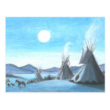 tipi in het maanlicht wenskaart