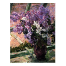 Titre : Lilas dans une date de fenêtre : 1880 Cass Carte Postale
