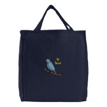 Tjirp zo zo Zoete Blauwe Vogel op Geborduurde Tak Geborduurde Tas