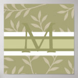 Toile d'art verte de mur de monogramme affiches