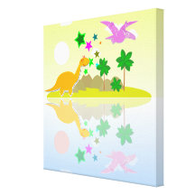 Toile enveloppée par île mignonne de dinosaures de toile tendue