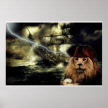 Toile lion et bateau pirate posters