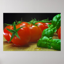 Tomates avec des herbes de cuisine fraîches affiche