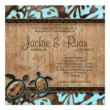 Tortue Brown bleu de faire-part de mariage de plag