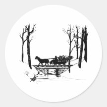 tour de traîneau d'hiver autocollants ronds