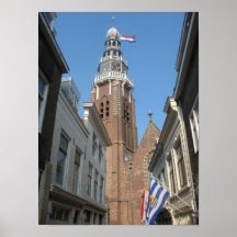Tour d'église néerlandaise avec la copie d'affiche