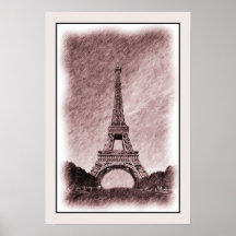 Tour Eiffel de dessin petit Affiche
