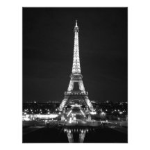 Tour Eiffel la nuit - B/W Faire-part Personnalisables