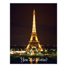 Tour Eiffel la nuit - couleur Invitations