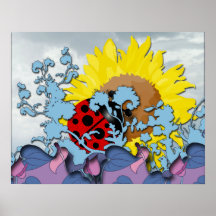 Tournesol et coccinelle affiches