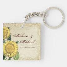 Tournesols floraux vintages - mariage de automne d porte-clés