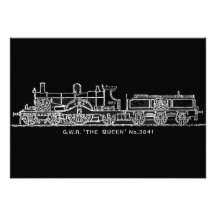 Train de vapeur, GWR, la reine, 3041, B et W Bristols Personnalisés