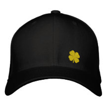 Trèfle St Patrick de feuille du noir quatre - PERS Chapeau Brodé