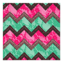 Trendy Roze groen de zigzagkant van Girly Fotografische Afdruk