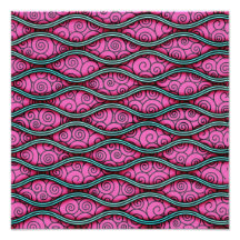 Trendy Roze Samenvatting Girly Golvende Swirly Fotoafdruk