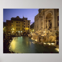 Trevi Fontein bij nacht, Rome, Lazio, Italië Posters