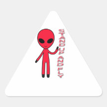 Tribune omhoog en vlieg Grappige Vreemdeling Driehoekvormige Sticker