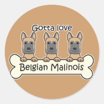 Trois Belge Malinois Autocollant Rond