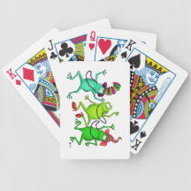 Trois cartes de jeu de fête de grenouilles