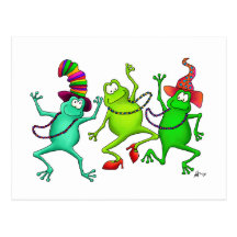Trois grenouilles de danse carte postale