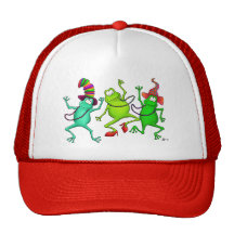 Trois grenouilles de danse casquettes
