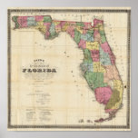 Trok Nieuwe Kaart van de Staat van Florida Afdruk