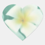 Tropische Witte Bloem Plumeria Hartvormige Sticker