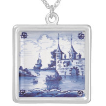 Tuile bleue traditionnelle néerlandaise pendentif personnalisé