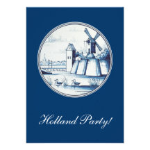 Tuile bleue traditionnelle néerlandaise faire-parts
