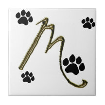 Tuile de monogramme d'empreinte de patte carreau