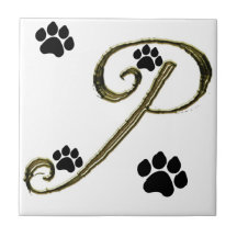 Tuile de monogramme d'empreinte de patte carreaux en céramique